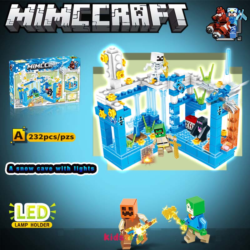 【COD】Mainan Block Edukasi Mainan Anak Bricks Minecraft Minicraft Mainan Versi lampu LED