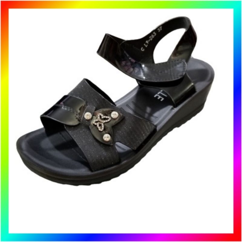 sandal sepatu glorielle wedges rendah aneka warna