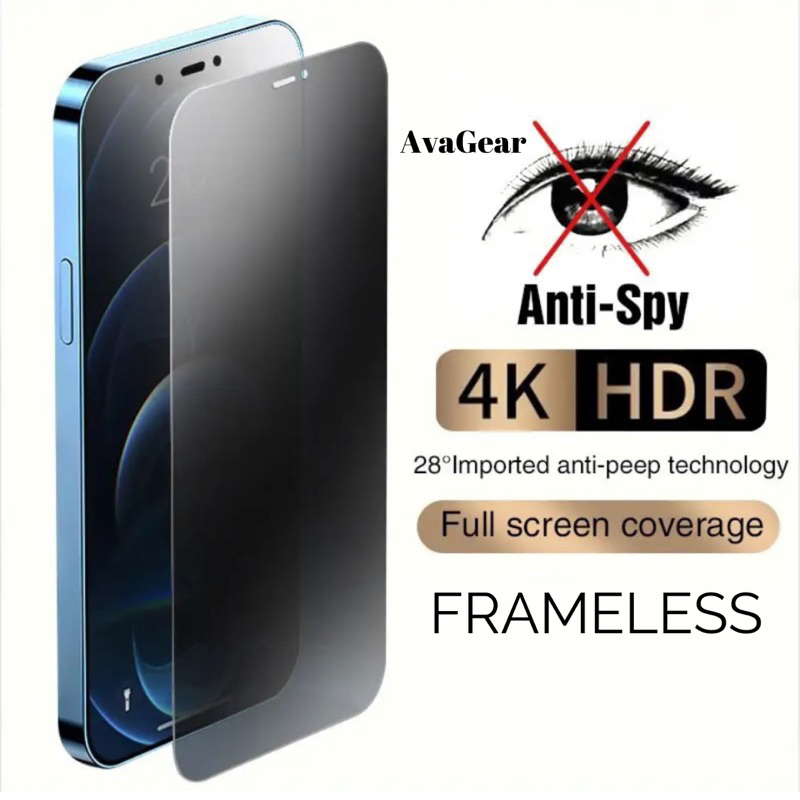 Frameless Tempered Glass Black Privacy No Spy Full Cover Non Border iPhone 6s 7 8+ X XS XR 11 12 Mini 13 Pro Max 14 Plus Explosion Proof High Quality