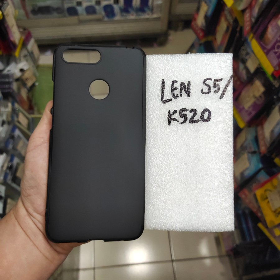 LENOVO S5 / K520 karet softcase silikon karet hitam dan tempered golira glass kaca bening mantul