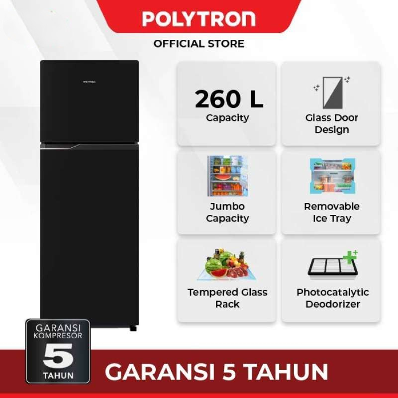 Kulkas Polytron 2 Pintu Belleza Jumbo 260 liter PRW 29 ZX/ZY