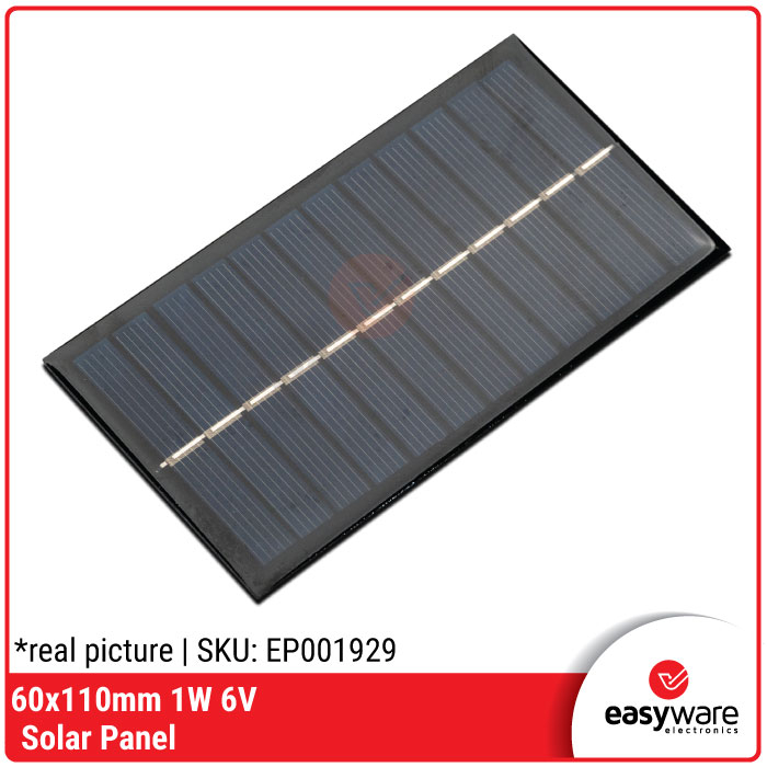 Solar Panel 6x110mm 6V 1W Panel Surya 6x11cm