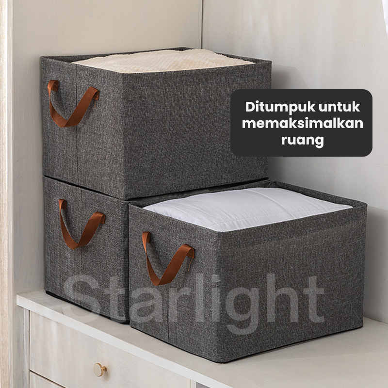 Starlight Tempat Penyimpanan Baju Tas Foldable Storage Box Clothing Organizer Keranjang Penyimpanan Lipat Persegi Box Baju Selimut Lipat Serbaguna Organizer Lemari Pakaian HSB228