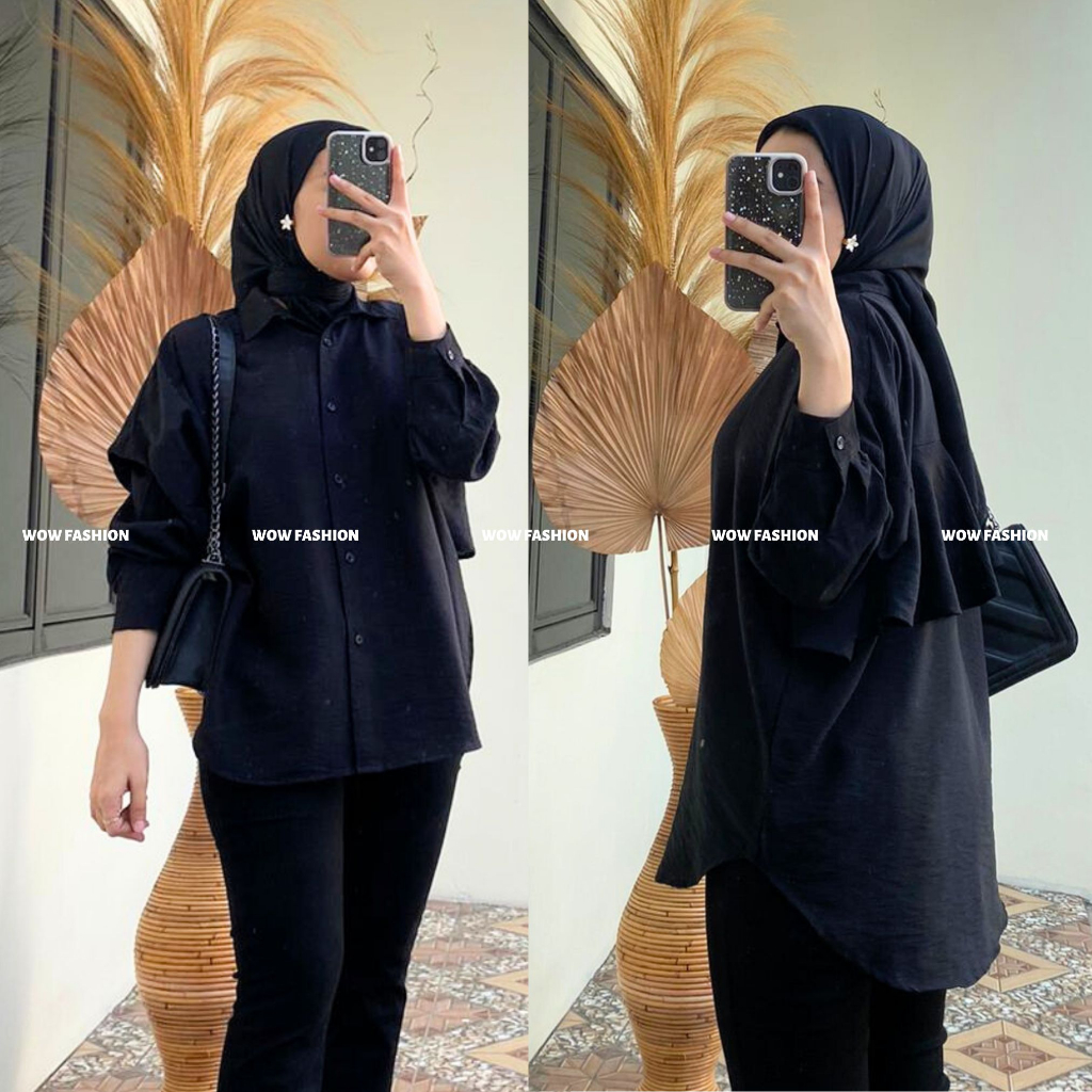 WOW-Olivia Kemeja Back Layer Wanita/ Pololinen Premium / Blouse Lucu /Baju Cewek