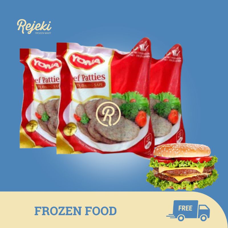 

Yona Beef Patties Burger 500gr isi 10pcs - Rejeki Frozen Mart