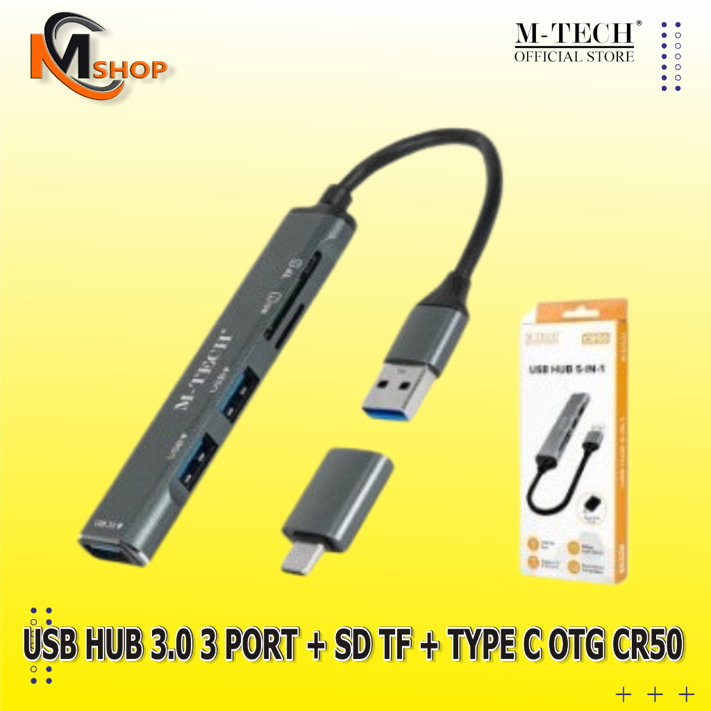 Type-C USB HUB 3.0 3 Port 5 In 1 Usb Hub/Sd Card/TF Card Mtech CR50