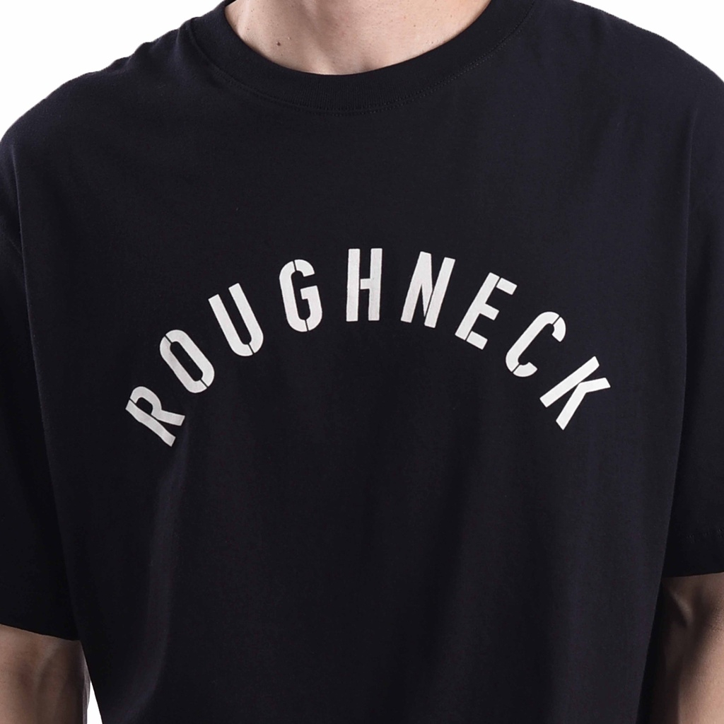 Roughneck T111 Black Signature White Tshirt Kaos Pria Distro Tshirt Roughneck