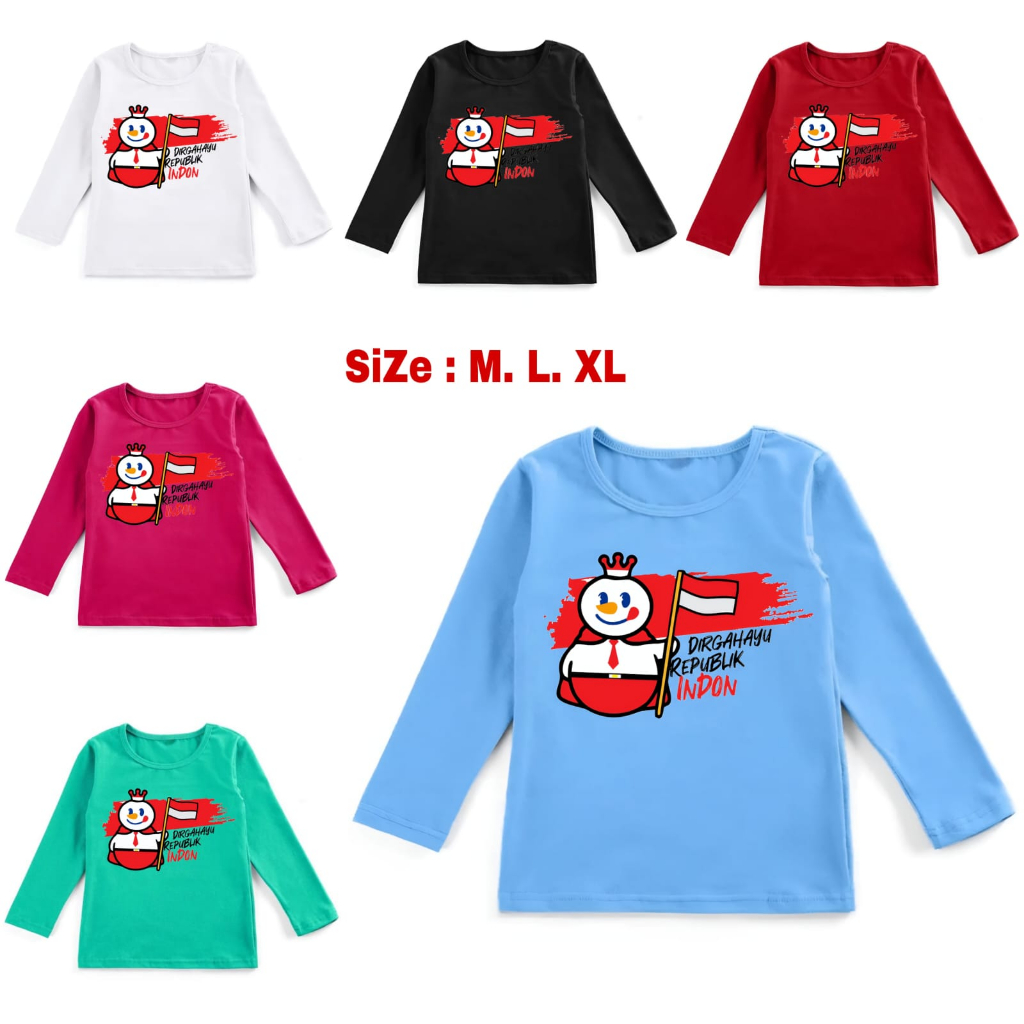 Baju Kaos Anak Mixue Dirgahayu Lengan Panjang M,L,XL