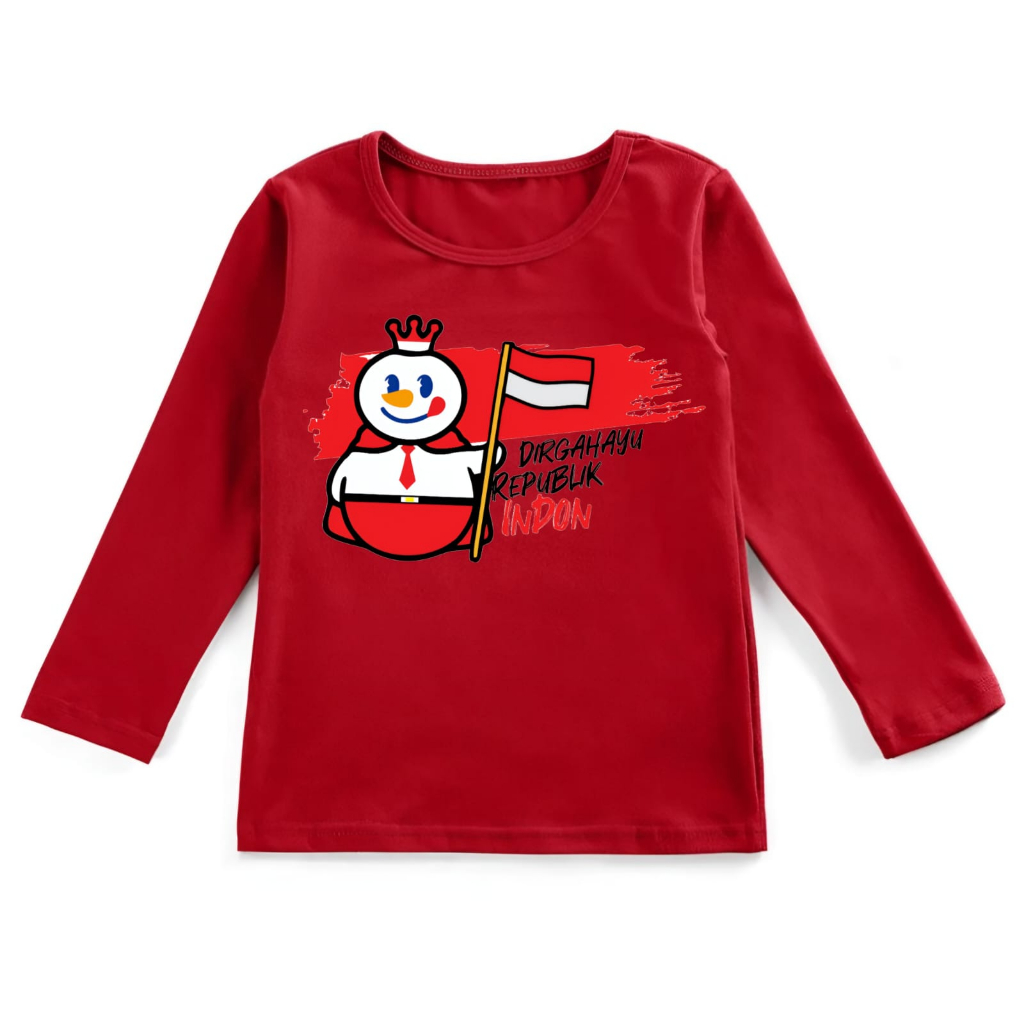 Baju Kaos Anak Mixue Dirgahayu Lengan Panjang M,L,XL