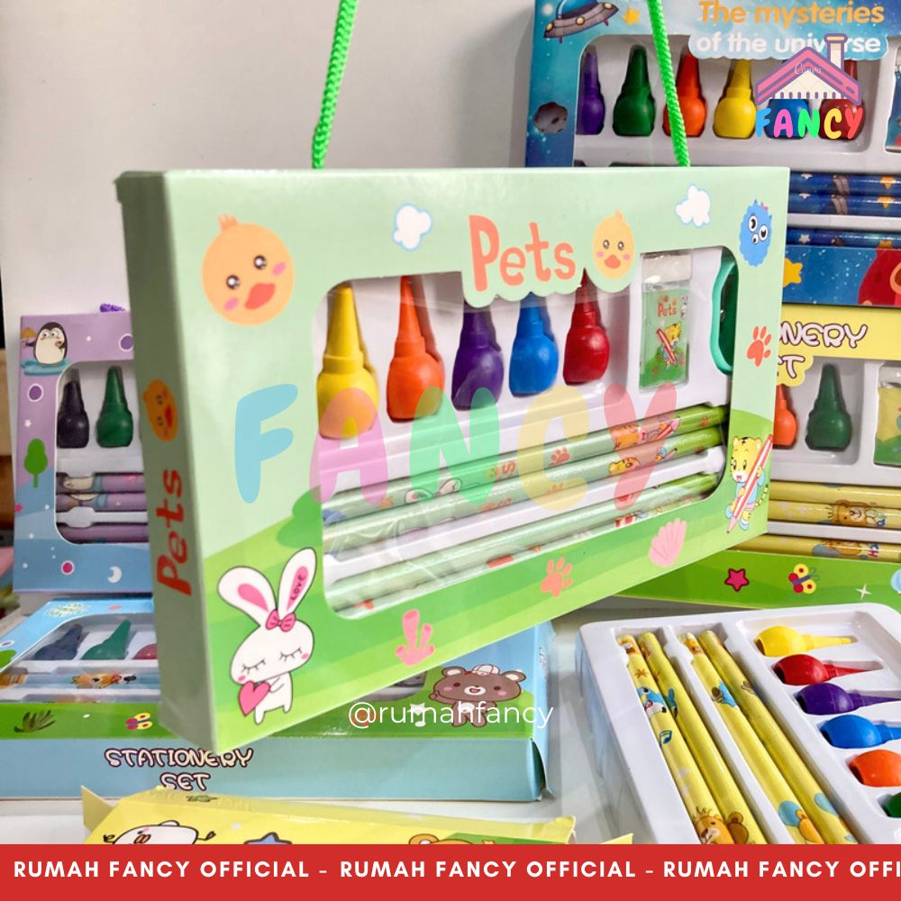 

[FREE PACKING DUS] Paket Alat Tulis/ Study Set Fancy Jinjing YOYO 6016 Animal / Pets / Astronout Pastel Color
