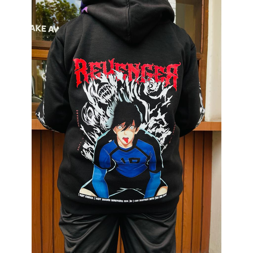 Torizu Hoodie Itoshi Rin Revenger Black Anime Manga Blue Lock Premium Unisex
