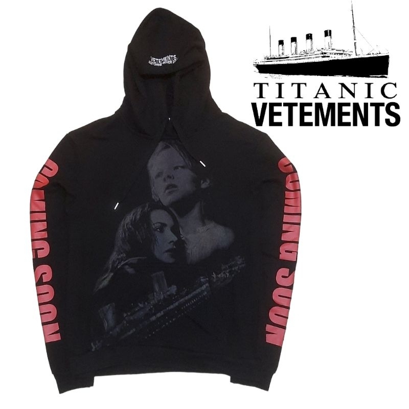 Hoodie Vetements x Titanic Coming Soon Hitam Second