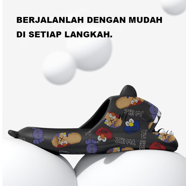 Sesame Street-Sandal Hiu Pria Dewasa Sendal Shark Sandal Couple Rumah Sendal Paus Eva Lembut Ringan Nyaman Sandal Pasangan Korea Size 36-45