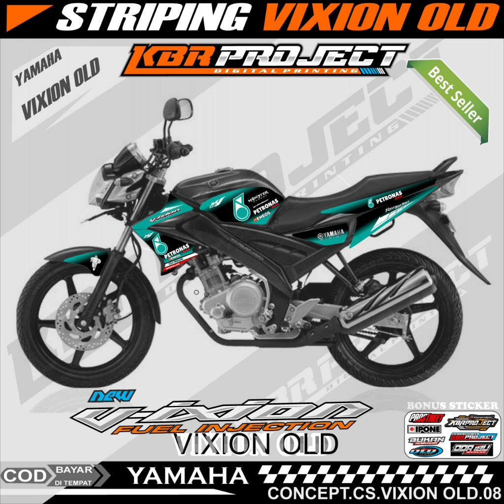VIXION OLD STIKER STRIPING PREMIUM MOTOR KEREN LIS VARIASI VIXION OLD STIKER MOTOR YAMAHA DESAIN RAC