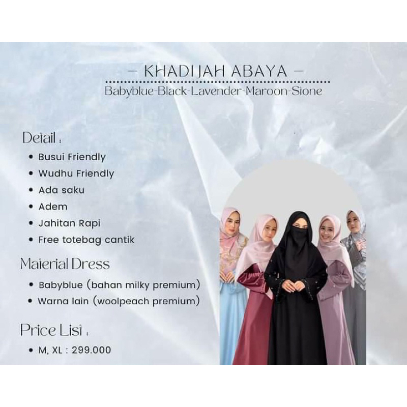 Abaya Khadijah Original By Zai Muslim Wear