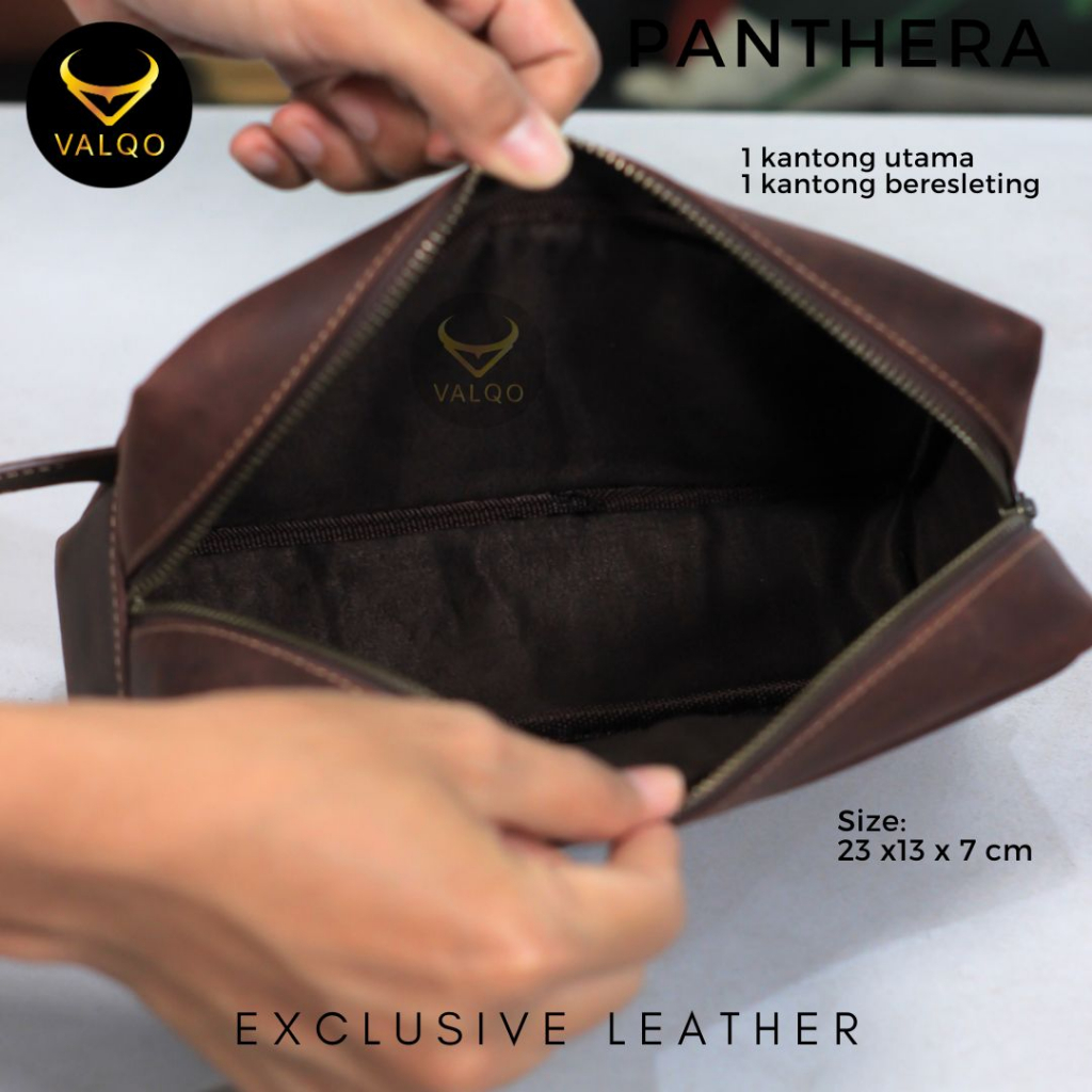 [VALQO] PANTHERA Pouch Kulit Clutch Handbag Pria Kulit Sapi Tas Tangan Pria Wanita