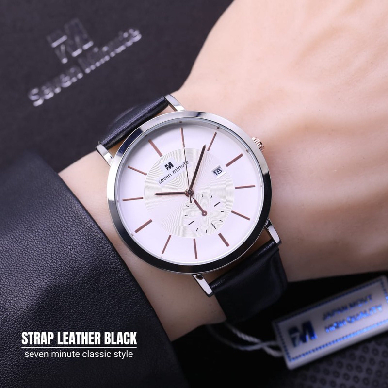 Seven Minute Original Jam Tangan Pria Kulit Chrono Off Free Box Ori dan Kartu Garansi