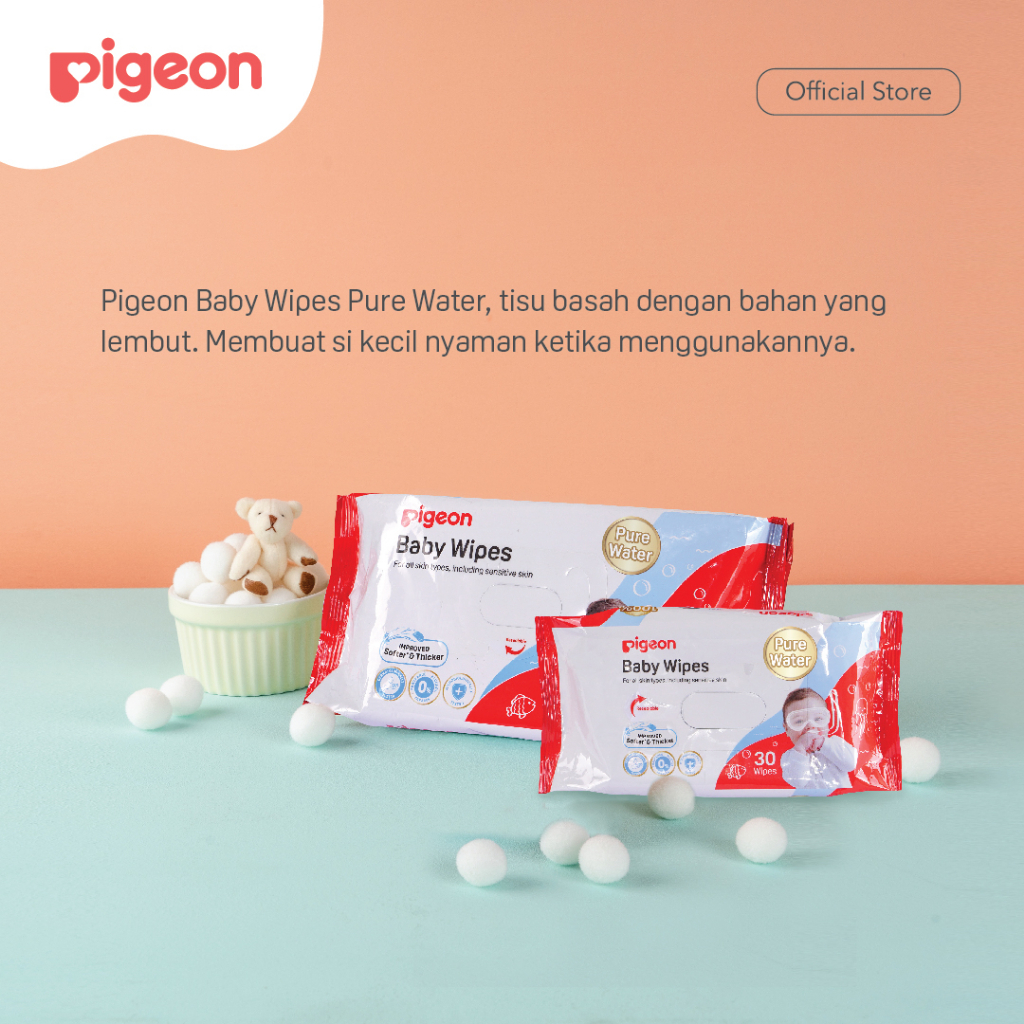 PIGEON Baby Wipes Pure Water | Tisu Basah Bayi (Tersedia varian ukuran)