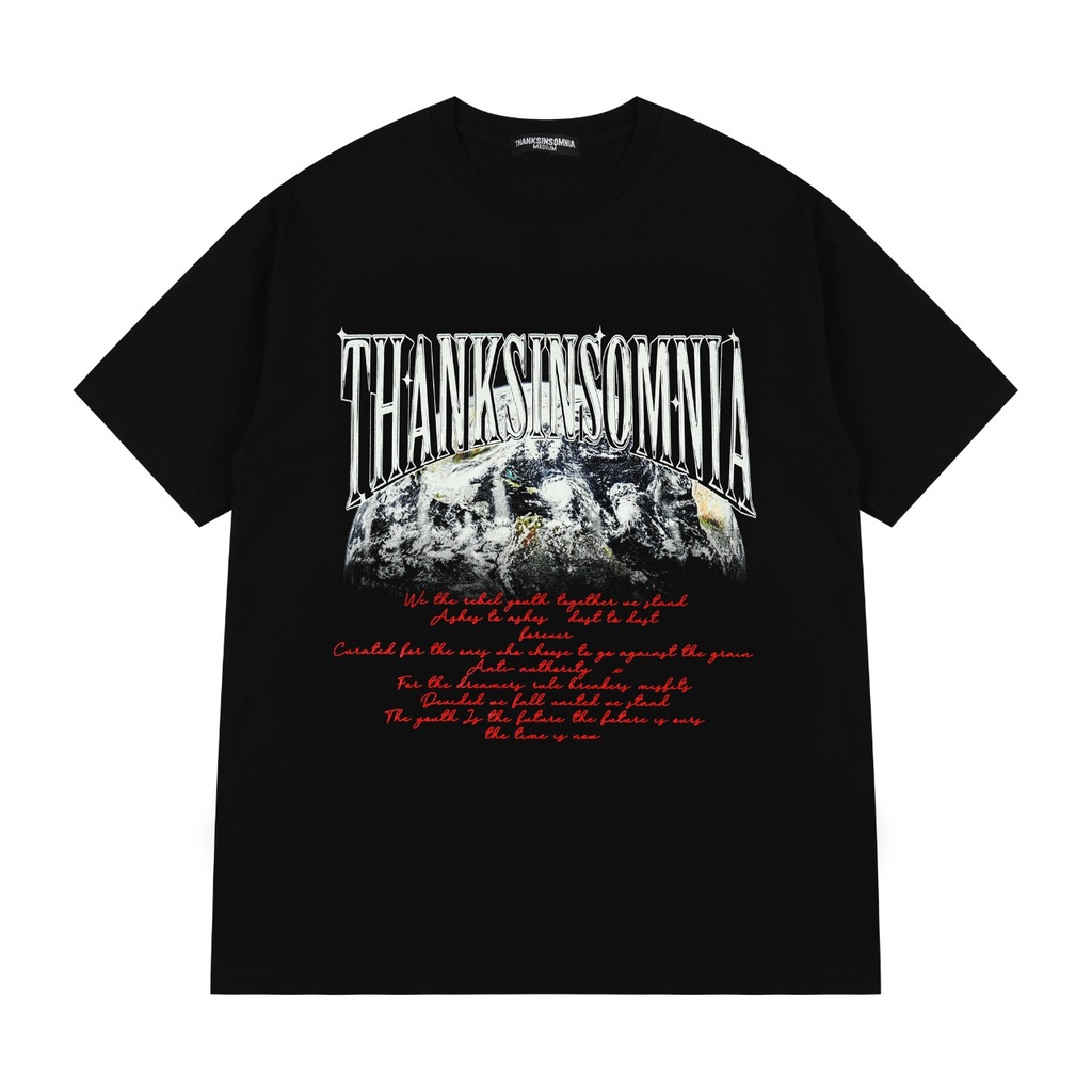 Tshirt Carlene black Thanksinsomnia Kaos DistroThanksinsomnia Kaos Oversize Pria Wanita Size M-XL