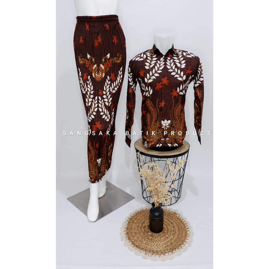 Batik couple / batik simple / baju batik couple / batik set / batik lengan panjang / rok set