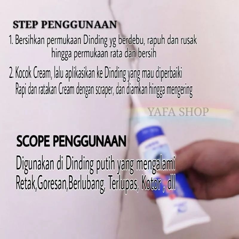 MAGIC WALL REPAIR Cream Dempul Penambal Dinding Anti Air Wall Repair Cream Water Proof