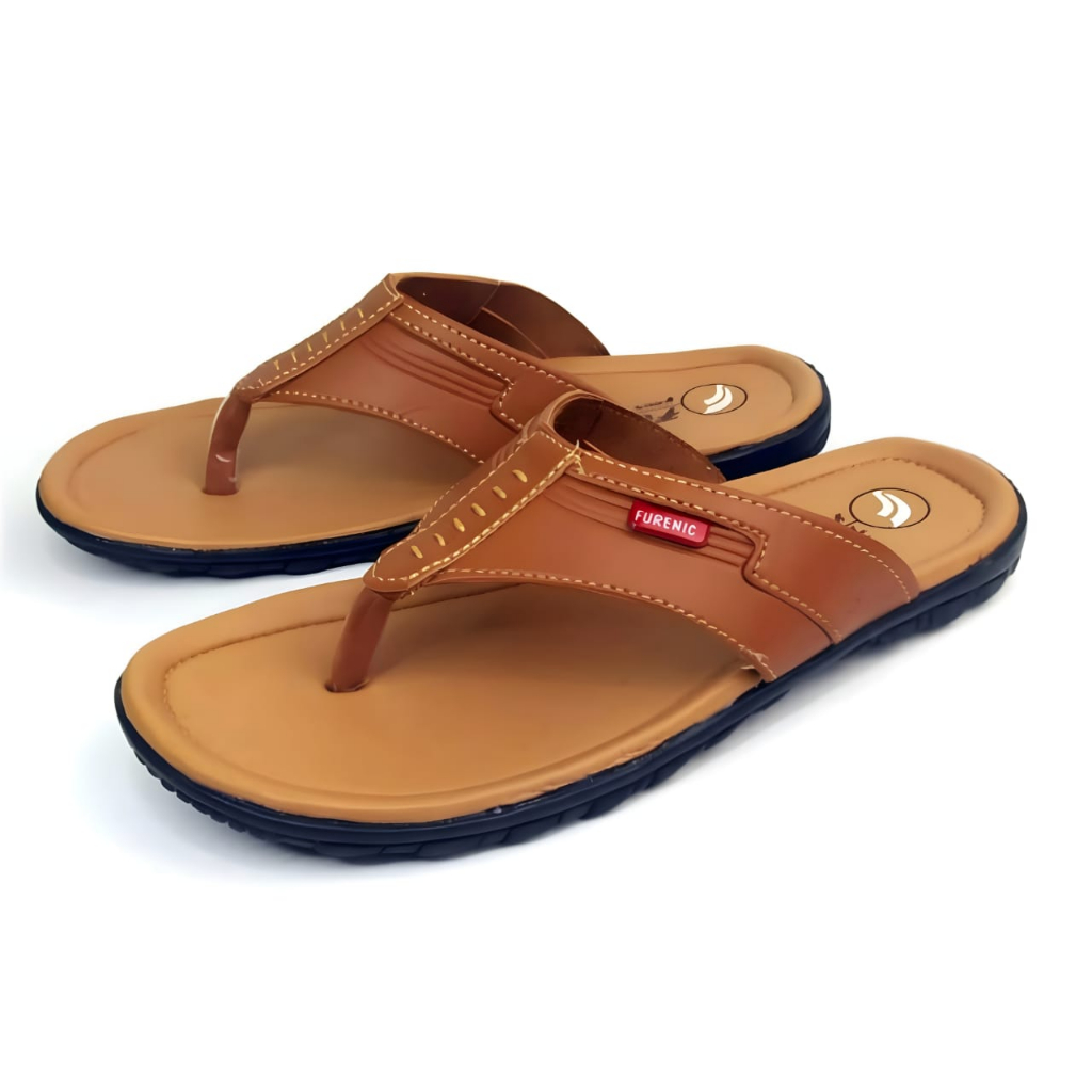 Furenic Sandal Sendal Pria Jepit Kulit Dewasa Kekinian Casual Series Kode L.01