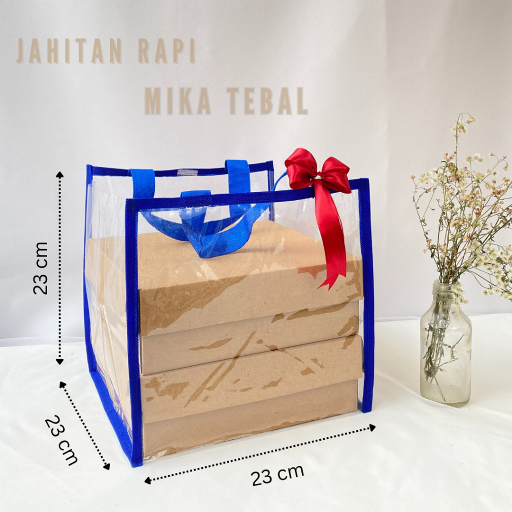 Tas Mika Transparan uk. 23x23x23 Souvenir Hampers Hajatan Tote Bag Nasi Box Kotak Ukuran Jumbo