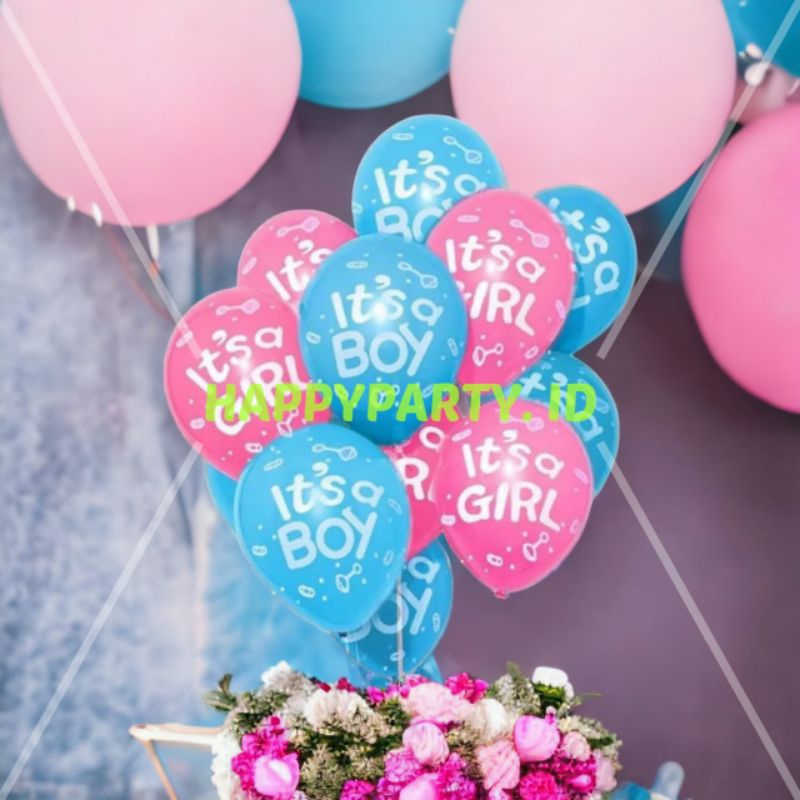 BALON LATEX GENDER REVEAL IT'S A BOY/IT'S A GIRL (Isi 10)