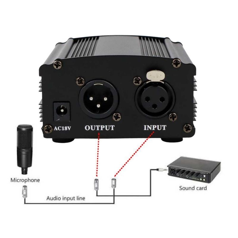 TaffSTUDIO Phantom Power Microphone 1 Channel 48V Supply Mic - RU-P48V