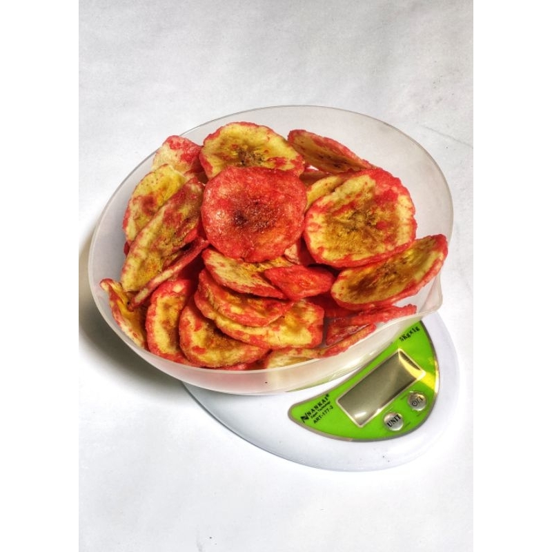 kripik pisang kepok rasa strawbery