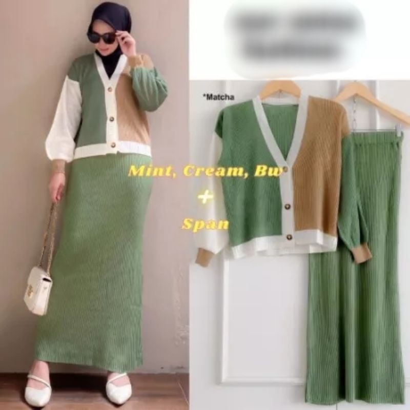 SETELAN RAJUT ROK SPAN . ONE SET RAJUT