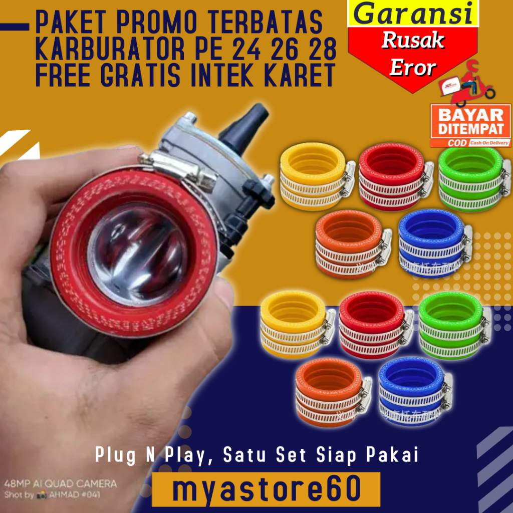 PAKET PROMO Karburator PE 24 26 28 FREE GRATIS Intek Karet Manipul PE24 PE26 PE28