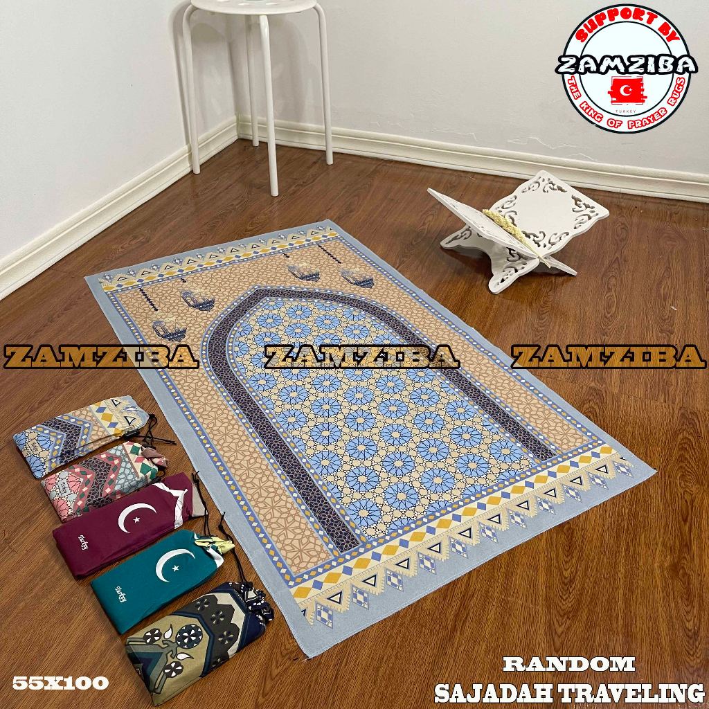 Sajadah Traveling Model Serut - Sejadah Sauvenir Ukuran Dewasa Perlengkapan Sholat