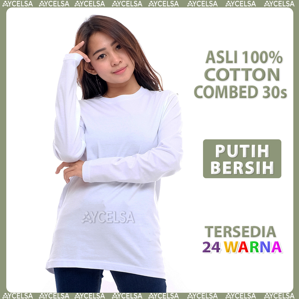 Kaos Polos Wanita Lengan Panjang Putih / Atasan Wanita Lengan Panjang Putih