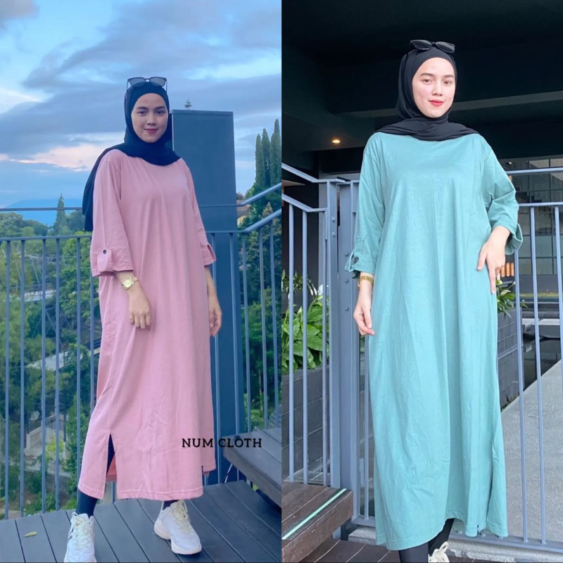 Kyori long tunik kaos polos