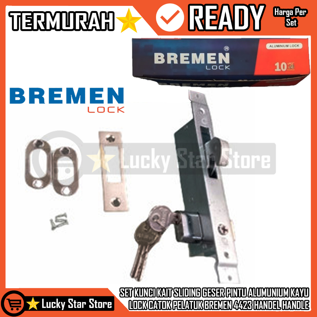 Bremen Kc 4423 Kunci Tanam Kait Catok Pelatuk Sliding Set Geser Pintu Alumunium Kayu Lock Handel Han