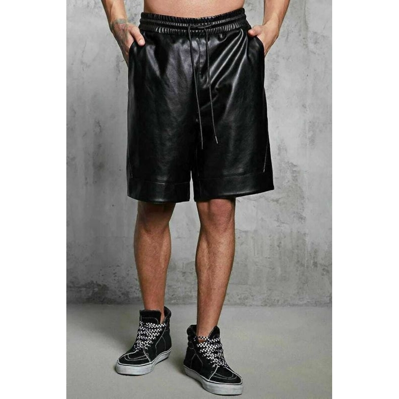 celana pendek pria kulit sintetis/celana kolor kulit sintetis