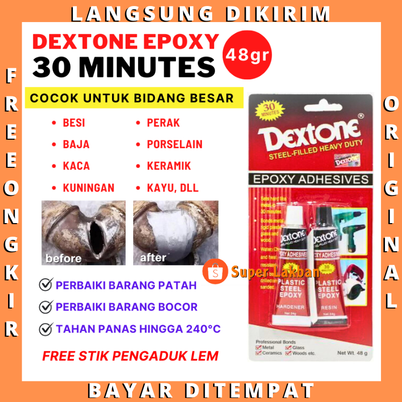 Lem Dextone Besi Plastik Epoxy Adhesives 30 menit 48gram