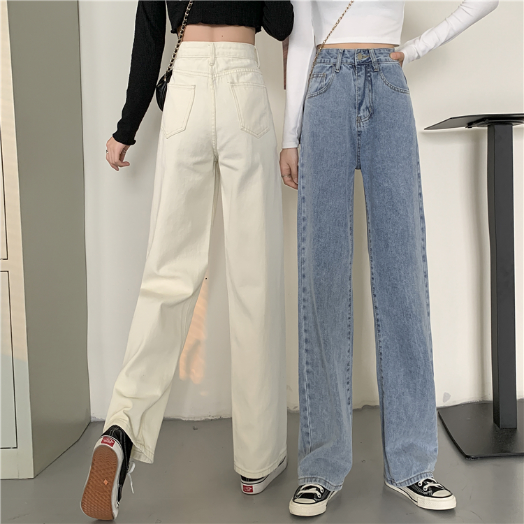 Celana Jeans Retro High Waist Jeans Korean Style  Celana Kulot Kasual Pants