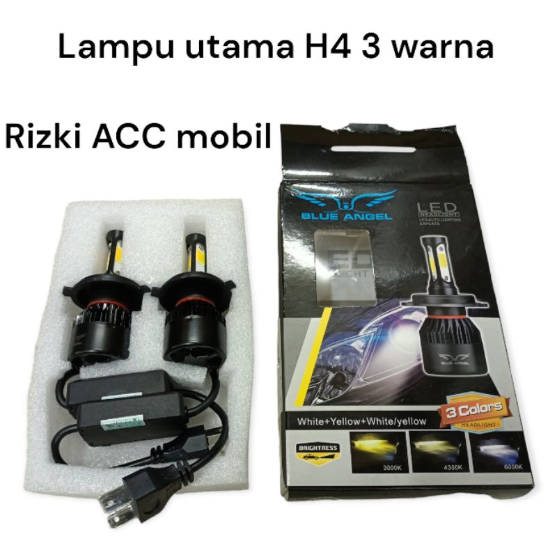 lampu mobil universal H4 3 warna LED