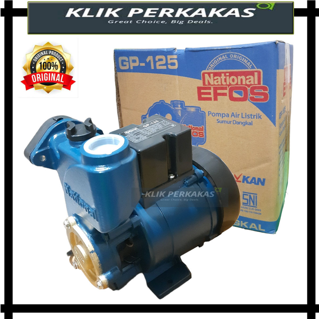 Efos National Pompa Air Listrik Sumur National GP-125 Bor Water Pump DB-125B Ukuran Pipa 1 Inch