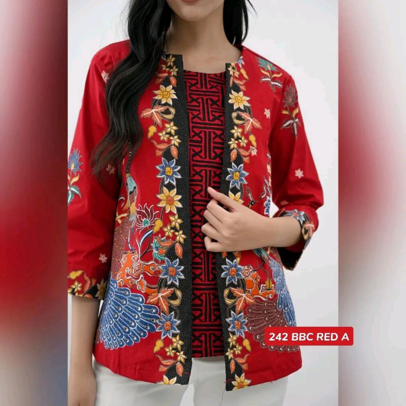 ATASAN BATIK 242 BBC RED-ATASAN BATIK BLAZER- SERAGAM BATIK