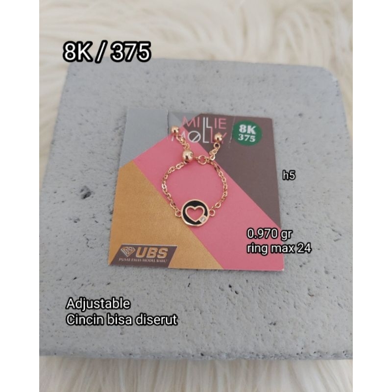 Cincin serut model love cat hitam 8K / 375