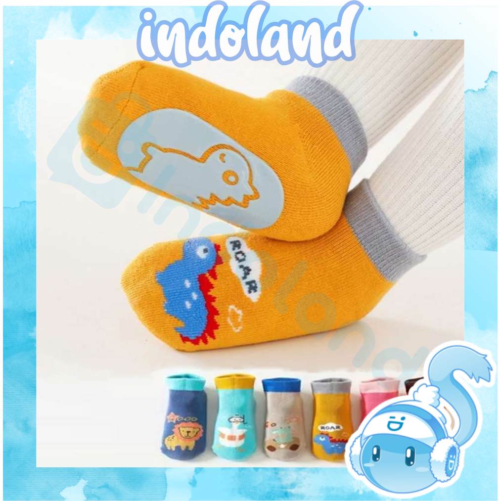 ☀ INDOLAND ☀ Kaos Kaki Anak Bayi Antislip Unisex Model Animal Gambar Timbul / Kaus Kaki Bayi Pendek Baby Socks Anak Laki Laki Perempuan Anti Licin KK084