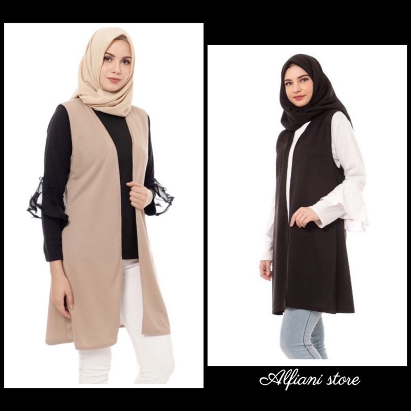 OUTER PLAIN ROMPI WANITA BAHAN CRINKLE PREMIUM / CARDIGAN WANITA / OUTWEAR ROMPI TANPA LENGAN