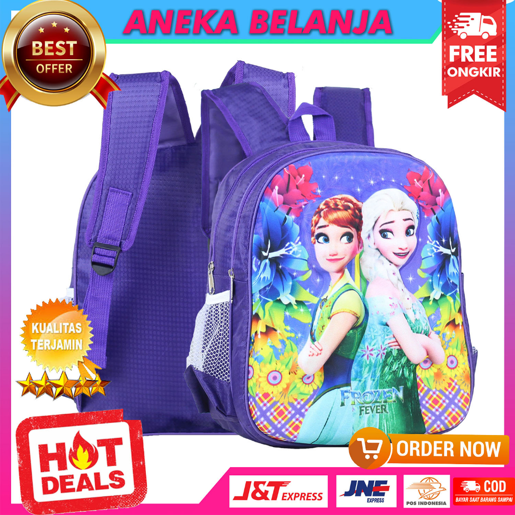 Tas Anak Perempuan Sekolah Bahan Impor Motif Princess Ungu Emboss 3D Terbaru Ransel Anak Cewek Kekinian TK SD SMP Tebal Awet Murah Backpack Anak Korean Style Ngaji LES TPQ Trendy Terlaris Tas Gendong Anak Lucu Berkualitas Premium Tas Fashion Anak Lucu