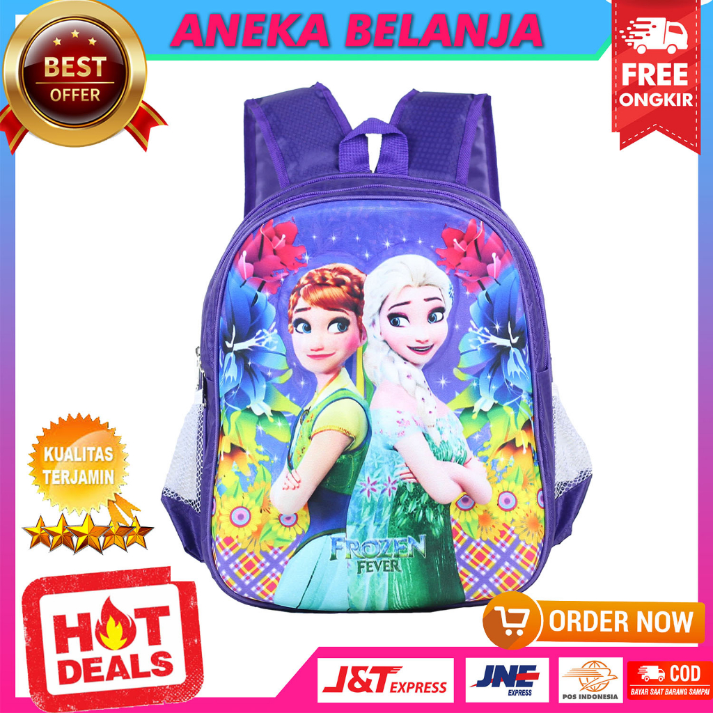 Tas Anak Perempuan Sekolah Bahan Impor Motif Princess Ungu Emboss 3D Terbaru Ransel Anak Cewek Kekinian TK SD SMP Tebal Awet Murah Backpack Anak Korean Style Ngaji LES TPQ Trendy Terlaris Tas Gendong Anak Lucu Berkualitas Premium Tas Fashion Anak Lucu