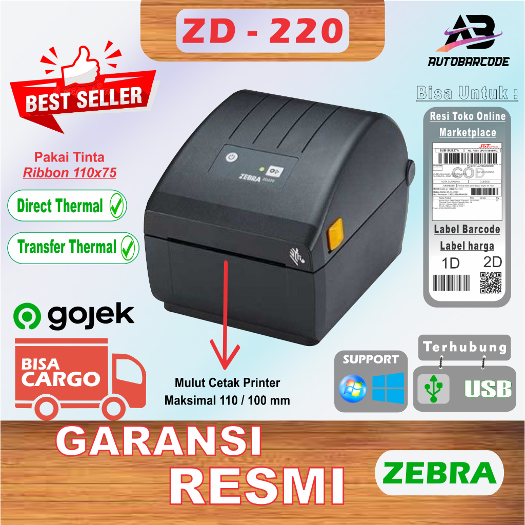 ZEBRA ZD-220 PRINTER BARCODE LABEL HARGA PRINTER ZD220 PRINTER BARCODE BARANG ZD 220