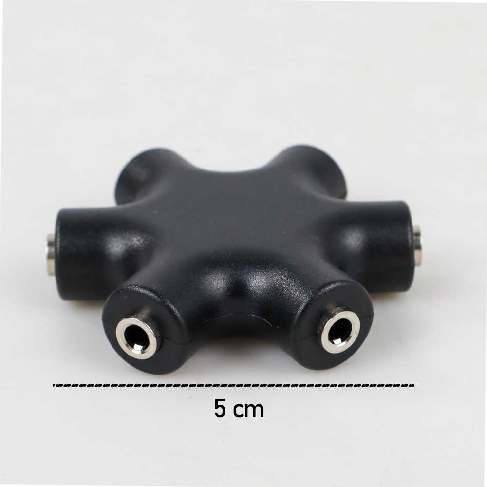 6 Way Ports Male to 5 Female Audio Earphone 3.5mm Jack Splitter Adapter