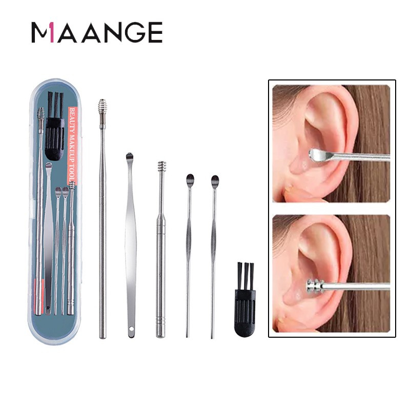 MAANGE 5 Pcs/Set Kotoran Telinga Remover Stainless Steel 9182